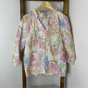 Hester & Orchard Linen Blend Floral Print Women's Top